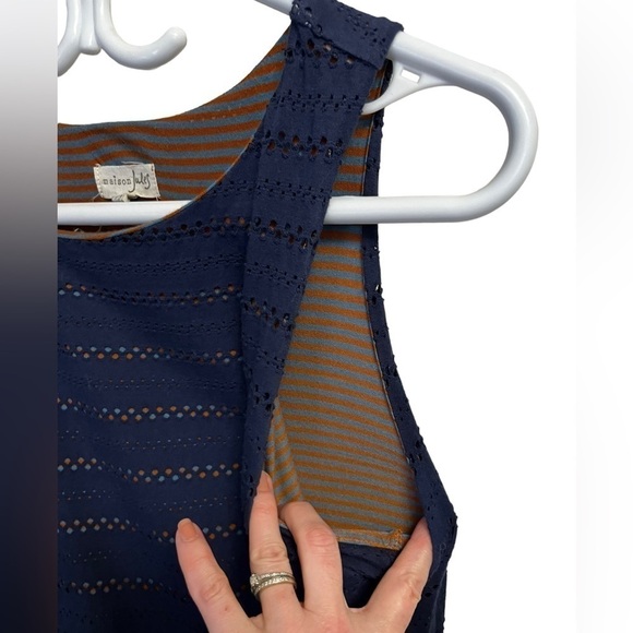 Maison Jules Navy Eyelet Sleeveless Dress Medium - Picture 9 of 13